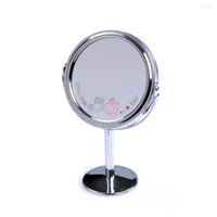 Specchi compatti con specchio a doppia facciale a doppia facciale vanità vanità cosmetica portatile in metallo lucido argento colorato