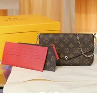 أعلى 3pcs مجموعة حقيبة Luxurys مصممي الحقائب محفظة المرأة الموضة monogrames multi pochette felicie سلسلة كروس كتف مع صندوق الغبار مربع