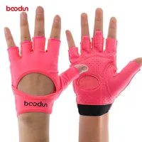 Boodun Sports Female Gym Weight Lifting Gloves Women Body Building Leather Fitness Yoga Gloves Mitten Girls PU&Lycra Breathable Q0109228E