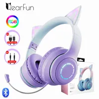Headsets Gaming Headset Casque Migne Girls Cat Cat Cat Cilphones RVB Backlit Helmet Wireless Microphone Gamer pour PS4 PC ordinateur portable Kids Gifts T220916