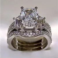 SZ5-11 mode sieraden prinses gesneden 10kt wit goud gevulde gf witte topaz cz gesimuleerde diamant bruiloft dame vrouwen ri255j