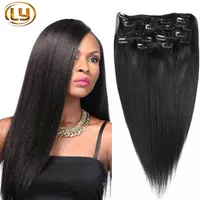 Ly Clip in sets Products 10pcs Clip dans les extensions de cheveux humains 14 -30 Couleur naturelle 7a Grade Human Hair Extensi260r