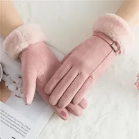 Classic Luvas de inverno Womens Fashion Winter Outdoor Sport Warm Gloves Mittens Eldiven solid pink Guantes femme 2020237P
