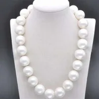 Enorm 20 mm ￤kta South White Sea Shell Pearl Round Beads Halsband 18 2784