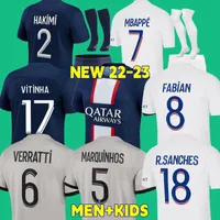 Mbappe Hakimi Player #30 Soccer Jersey Sergio Ramos 21 22 23 Maillots de Football 2022 2023 Marquinhos Verratti PSGS Men Kids Kits Sets Enfants