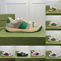 2022 Screener Sneaker Distressed Designer Shoes Modeplaat-Forme Dirty Sneakers Floral Striped Ivory Ebony Green Mens Flatform Casual Trainers