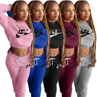 2022 Brand Designer Women Letter Tracksuits Winter Fall Solid Color Fleece 2 Piece Set Casual Hoodies Pants Crew Neck Sports Suit Long Sleeve Outfits 6517