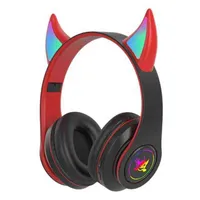 Headsets Devil Ohr -Bluetooth -Kopfhörer mit Mikrofon -Stereo -Musik RGB Blitz für Handys PC Gamer Gaming Headset Kinder Jungen Geschenk T220916