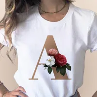 Женские футболки на пользовательские названия комбинация женская высококачественная печатная футболка цветочная шрифт A B C D E F G Одежда с коротким рукавом