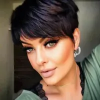 Pixie Cut Short Human Hair Wig Wave Wavy Hair Full Machine Made Wigs Glueless Black Color Peruvian Remy for Women
