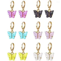 Boucles d'oreilles de collier Set Butterfly pour les femmes Stud Hoop Colorful Acrylic Pending Jewelry Gift