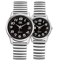 Zegarek moda mężczyźni kobiety kwarcowe para elastyczna elastyczna zespół obserwować Man and Ladies Clock Gift
