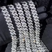 15mm Micro Pave Prong Cuban Chain Halsband Fashion Hiphop Full Iced Out Rhinestones Jewelry for Men Women257s