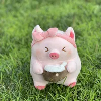 12pcs 22cm Kawaii Bubble Tea Pigddoll Plush Toy Small Sweet Animal