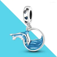 Charms Blue Color Dolphin And Sea Dangle Silver Fit Original Charm Bracelet Diy Pendant