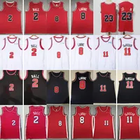 Nieuw stadsbasketbal 8 Zach 11 Demar Lavine DeRozan Jerseys genaaid Lonzo 2 Ball Jersey City Red Wit Black Shirts