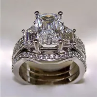 SZ5-11 mode sieraden prinses gesneden 10kt wit goud gevulde gf witte topaz cz gesimuleerde diamant bruiloft dame vrouwen ri263w
