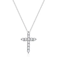 7a cr￩atrice de mode Collier de luxe Crystal Cross Cross Pendant 925 Sterling Silver Aaaaa Girl Valentin pour la f￪te de No￫l Cadeau avec bo￮te