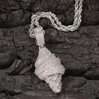 Iced Out Ice Cream Cone Netlace for Men نساء Hip Hop مصمم بلينغ Diamond Pendants Silver Chain Jewelry2344