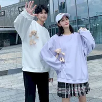 Heren Hoodies Bear Doll Sweatshirt Men Vrouwen herfst Koreaans ontwerp losse top ins trend student jas paar outfits pullover