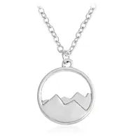 2017 New Fashion Silhouette Snow Mountain Round Pendant Charm Necklace Sisters Girls Kids Family Gift EFN044-F197n