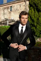 メンズスーツ2022高品質の男性スーツブラックグルームタキシードグルームマンマンモーニングスタイルウェディングウエディングフォーマルブリデルーム