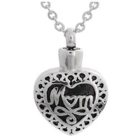 Lelie crematie sieraden roestvrijstalen waterdichte moeder hart urn hanger herdenkingsmeer as hanger ketting met een geschenkzak269w