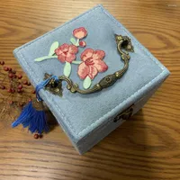 Schmuckbeutel Velvet Jewlery Storage Box Halskette Reisekoffer gestickt mit drei Schichten mit Schloss Organizer Frauen Geschenke