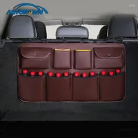 Car Seat Covers AUTOROWN Trunk Organizer PU Leather Rear Back Storage Bag Multi-use Automobile Organizers Universal Size