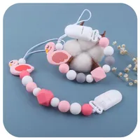 PACIFIER HOLDER Baby Clips Silikon Infant Cartoon Animal Flamingo Toy Teeth Molar Stick Glue Chain Anti-Drop E2622