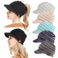 Зимние шляпы CC хвоста 12 цветов вязаные бейсбольные шапочки теплые кепки для крючковых шляп.