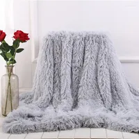 Dekens ruige gooi deken zachte pluche sprei op het bed warme donzige faux bont grijze regenboog voor bedden bank