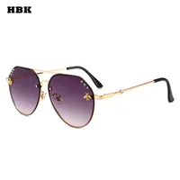 HBK Piloto de diamantes de gran tamaño Gafas de sol de moda UV400 UV400 Ocean plástico Trendy rosa morado negro exquisito gafas soles DE318J