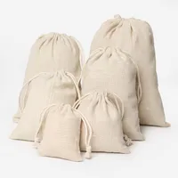 50 pezzi di cotone in lino in cotone gioiello imballaggio per imballaggio trucco sacchetti regalo per matrimoni da giro per matrimoni sacchetti di saccheggio personalizzato T200602296X