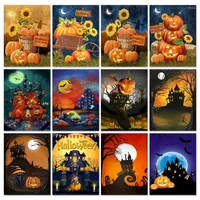 Gemälde Gatyztory Halloween Geschenkbilder nach Zahlen DIY Kits Ölmalerei
