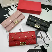 Portafogli lunghi portafoglio di portafoglio porta borse a mano borse da donna portafogli in mezzo a rivetta a rivestimento rotativo più pozza