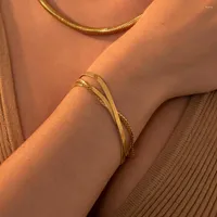 Bransoletki uroku 2022 Trendia 18-karatowe złoto sproszkowane ze stali nierdzewnej punkową 3-warstwowe łańcuch węża dla mężczyzn kobiety