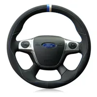 Voor Ford Kuga Focus DIY Handgestikte auto-stuurwielhoes Top Leather177R