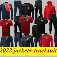 2022サッカーサッカージャージニューポルトガルロングジッパージャケットトラックスーツトレーニングジョギング