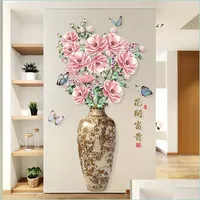 Naklejki ścienne chiński styl vintage bogaty w wazon kwiaty wystrój domu zdejmowane pvc mural naklejki na salon dekoracja ścienna upuszczenie DH4PR