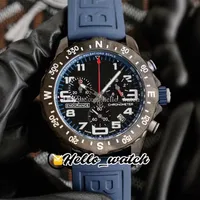 Endurance Pro 44 Miyota Quartz Cronógrafo Men's Watch X82310D51B1S1 PVD Aço todos os marcadores de grande número preto marcadores de borracha azul 2770