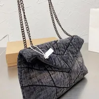 5A Quality Designer Chain Messenger Bag Luxurys Denim Canvas Shoulder Purse Fashion Handbags Gold Silver Hardware Letter Hasp Cross Body bags With Dustbag