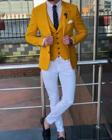 Herrdräkter Anniebritney Yellow Men For Wedding 2022 Set Custom Made Slim Fit Blazer With Pants Groom Tuxedo Jacket Mens