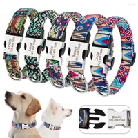 Dog Collars Custom Collar Personalized Nylon Pet Tag Adjustable Engraved Puppy Cat Nameplate ID For Small Large Dogs