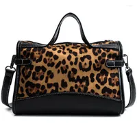 Evening Bags Women Leopard Tote Fashion Female Scrub Rivet Handbag Large Capacity Lady Shoulder Patchwork Crossbody Bag SS0414