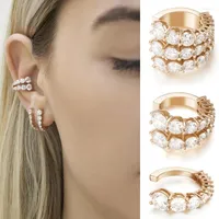 Backs Earrings Pearl Ear Cuff Bohemia Stackable C Shaped CZ Rhinestone Small Earcuffs Clip For Women Wedding Jewelry
