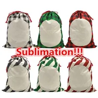 Sublimation Christmas Bag Santa Sack Canvas Tasche Doppelte Seite mit Kordelschnellklassen Weihnachtsdekorationen S￼￟waren Bag Gro￟handel DD