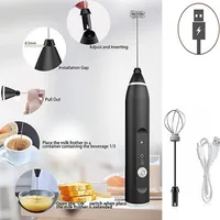 3-Speed Adjustable Rechargeable Electric Milk Frother Handheld With Stainless Steel Whisk Blender For Milk Tea etc Kitchen Access212w