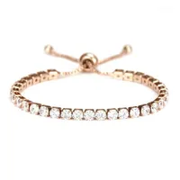 Теннисная микромозаичная браслет циркона, женщина, простые регулируемые ювелирные женщины Женщины розовые золоты серебряные браслеты11271V