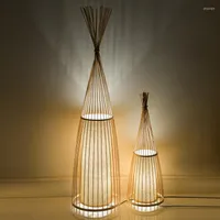 Stehlampen Chinesische Bambusleitungen für Wohnzimmer Dekorative Lichter Lampara de Pie Lampe